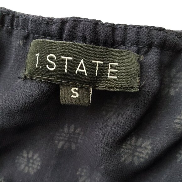 1. State Gypsy Night Embroidered Navy V-Neck High-Slit Wide-Leg Jumpsuit Size S - Picture 15 of 16